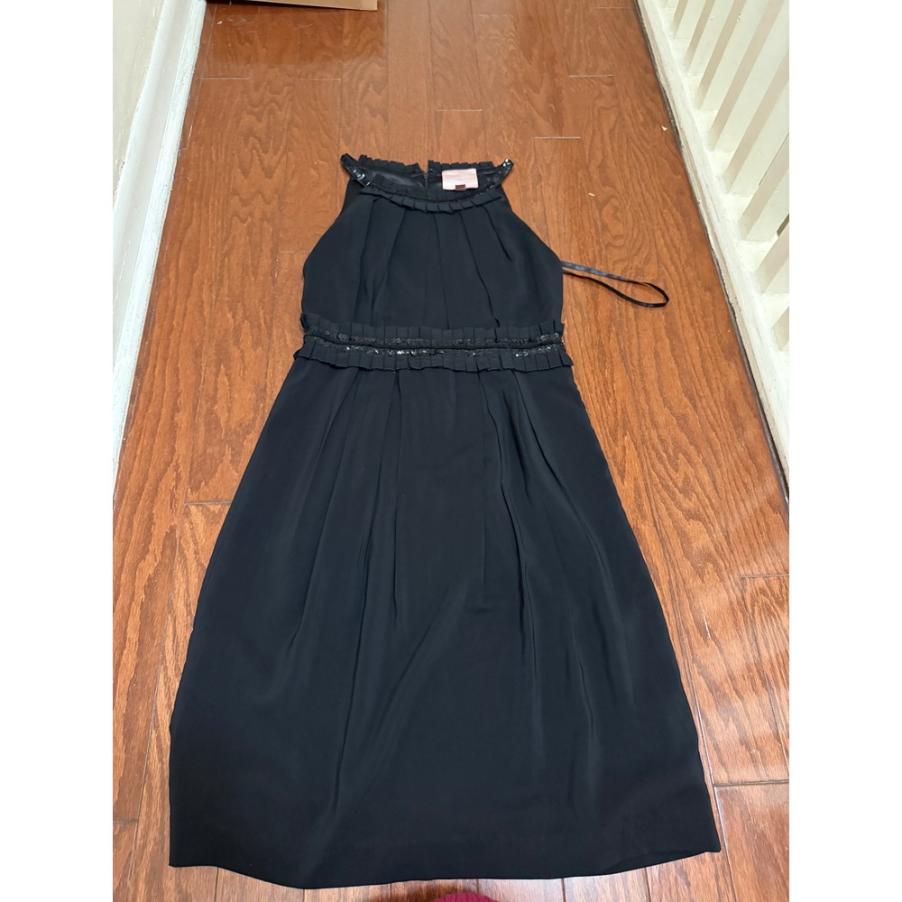 Romeo & Juliet Couture Black Sequin Beaded Halter Cocktail Dress S